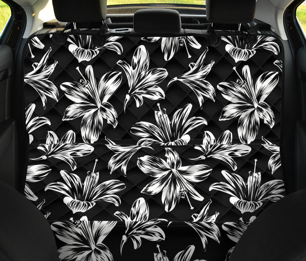 Amaryllis Pattern Print Design AL04 Rear Dog  Seat Cover
