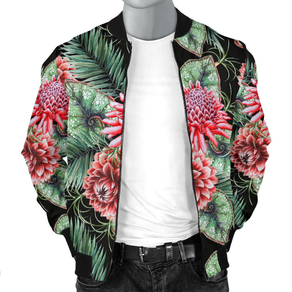 Dahlia Pattern Print Design DH06 Men Bomber Jacket