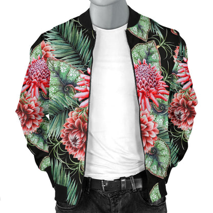 Dahlia Pattern Print Design DH06 Men Bomber Jacket