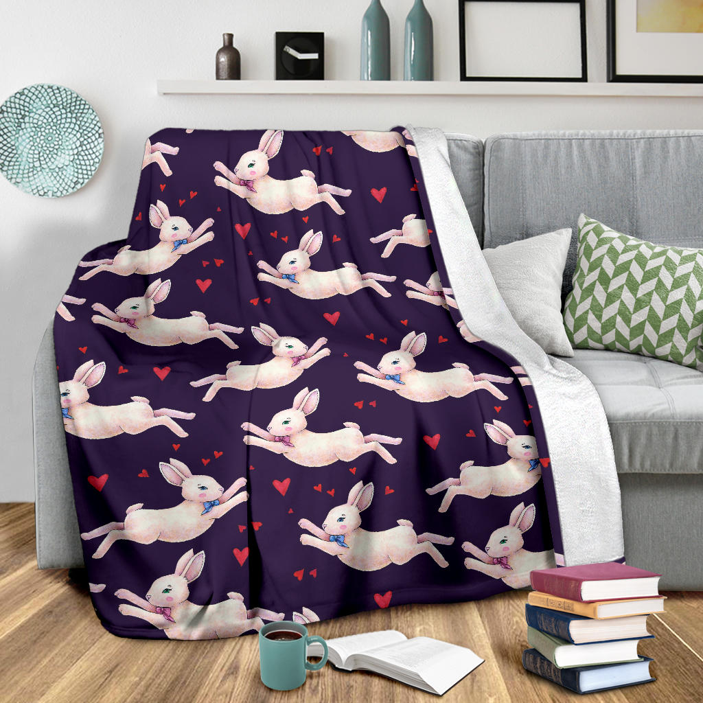 Rabbit Pattern Print Design RB016 Fleece Blanket