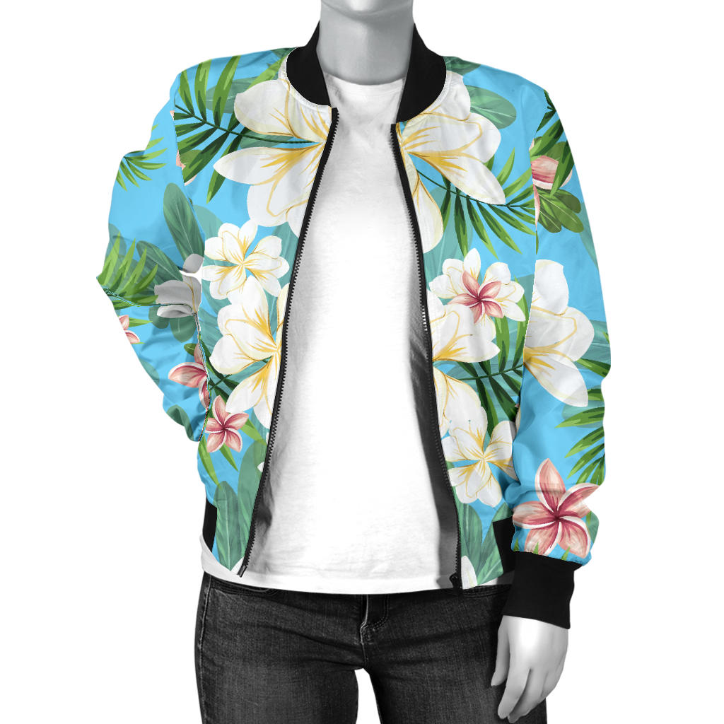 Plumeria Pattern Print Design PM028 Women Bomber Jacket