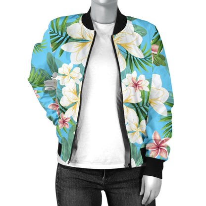 Plumeria Pattern Print Design PM028 Women Bomber Jacket