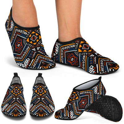 African Kente Print v2 Aqua Water Shoes
