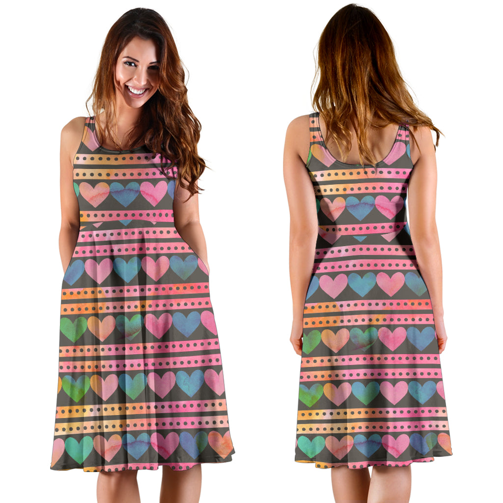 Heart Pattern Print Design HE010 Midi Dress