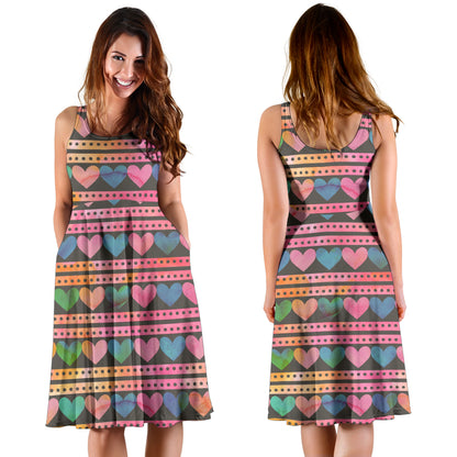 Heart Pattern Print Design HE010 Midi Dress