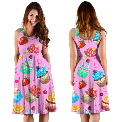 Cupcake Pattern Print Design CP05 Midi Dress