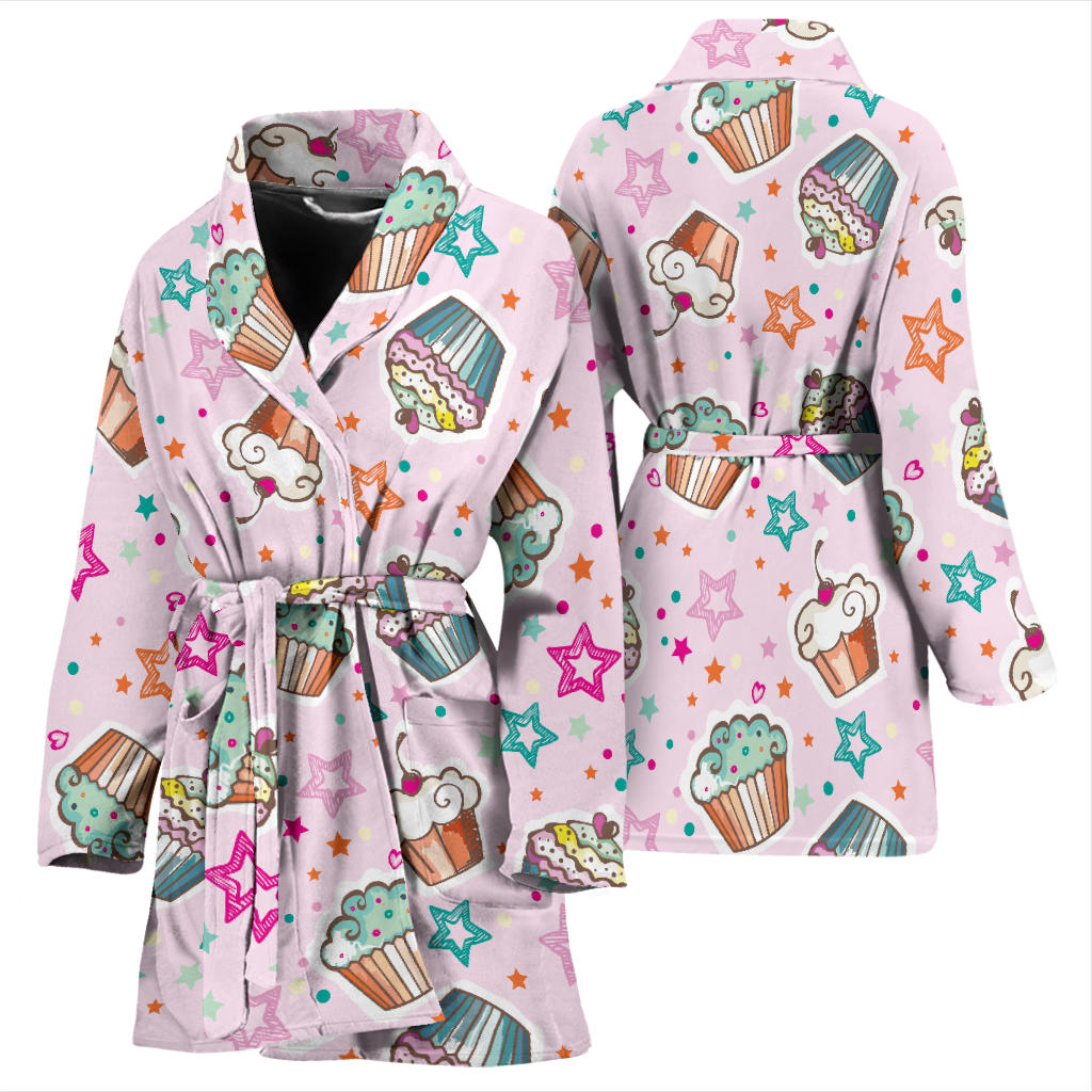 Cupcake Pattern Print Design CP03 Women Bathrobe