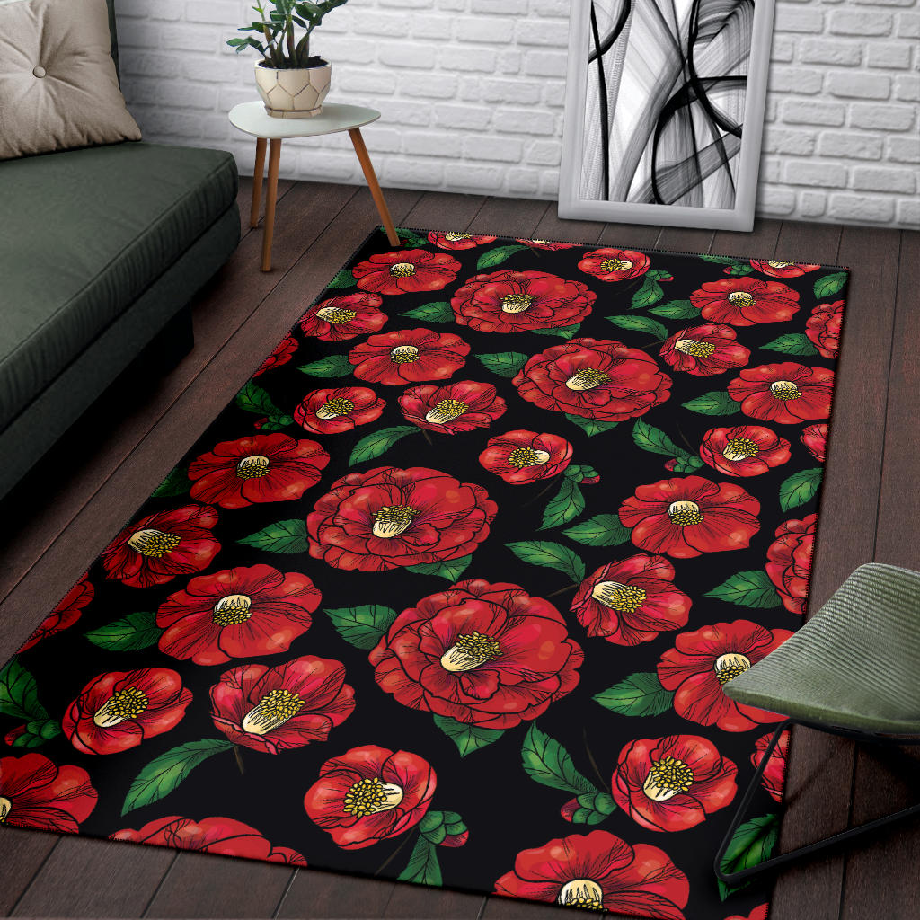 Camellia Pattern Print Design CM07 Area Rugs