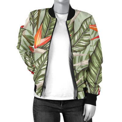 Bird Of Paradise Pattern Print Design BOP08 Women Bomber Jacket