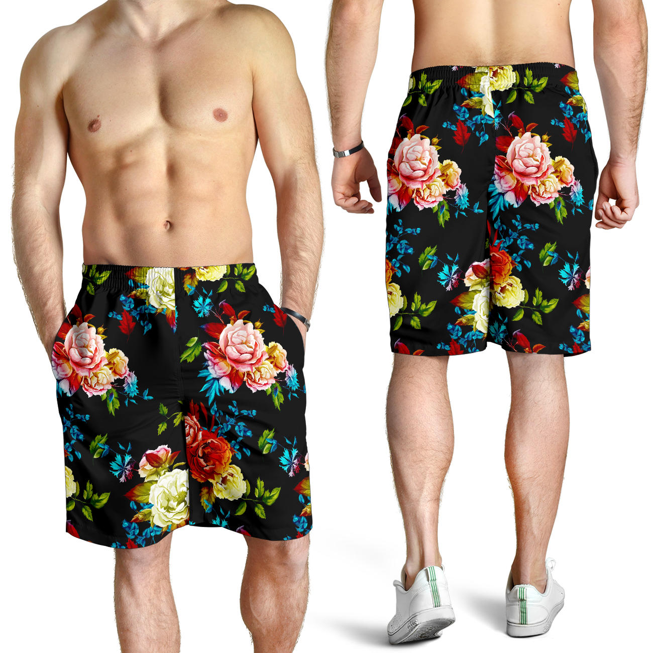 Peony Pattern Print Design PE07 Mens Shorts
