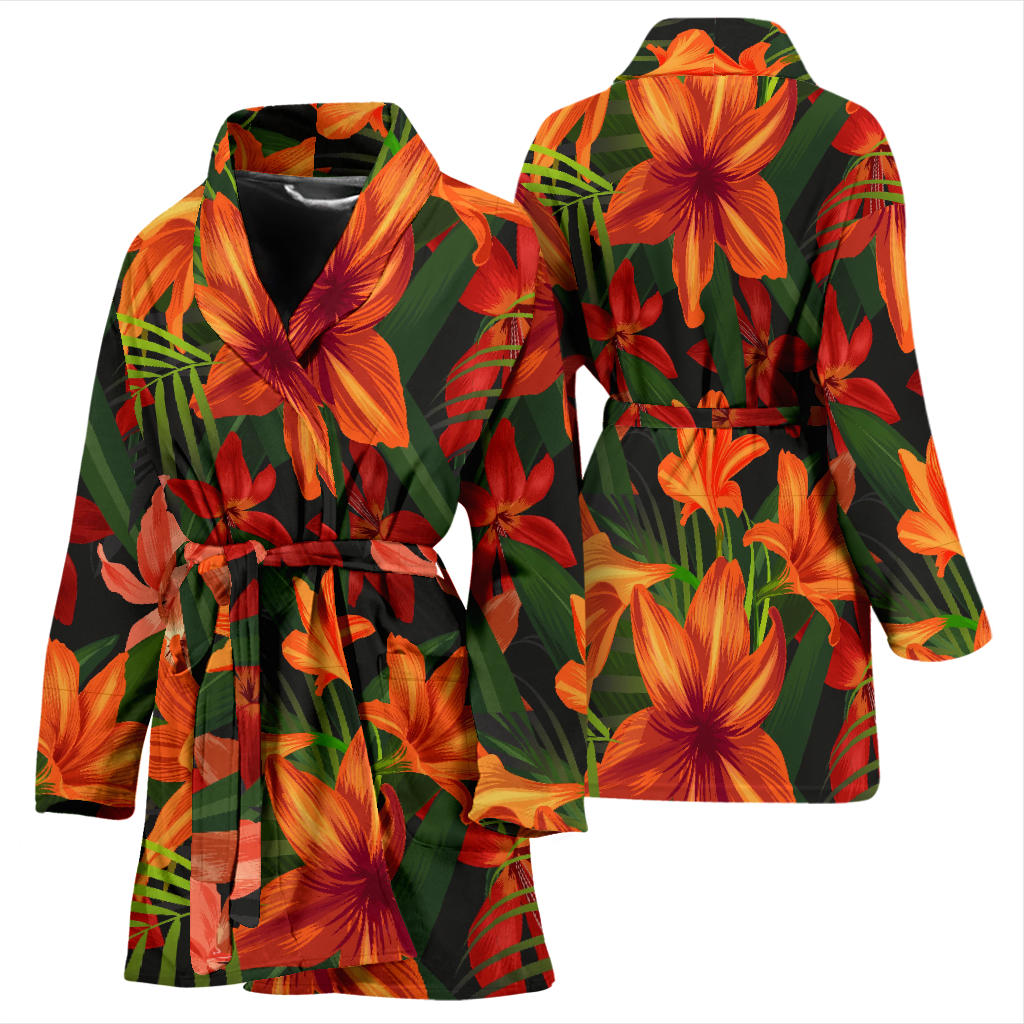 Amaryllis Pattern Print Design AL05 Women Bathrobe
