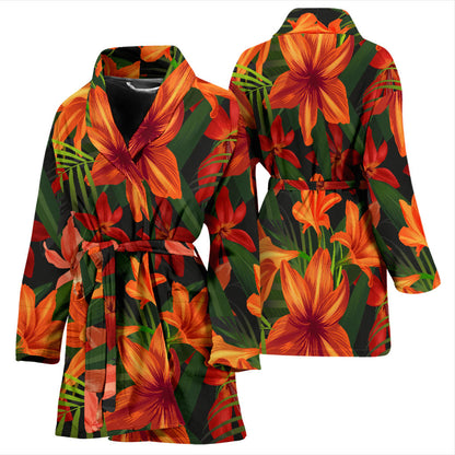 Amaryllis Pattern Print Design AL05 Women Bathrobe
