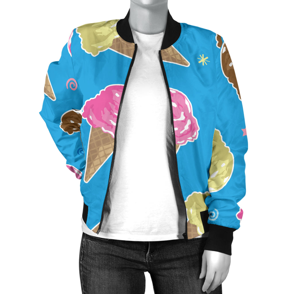 Ice Cream Pattern Print Design 01 Women's Bomber Jacket
