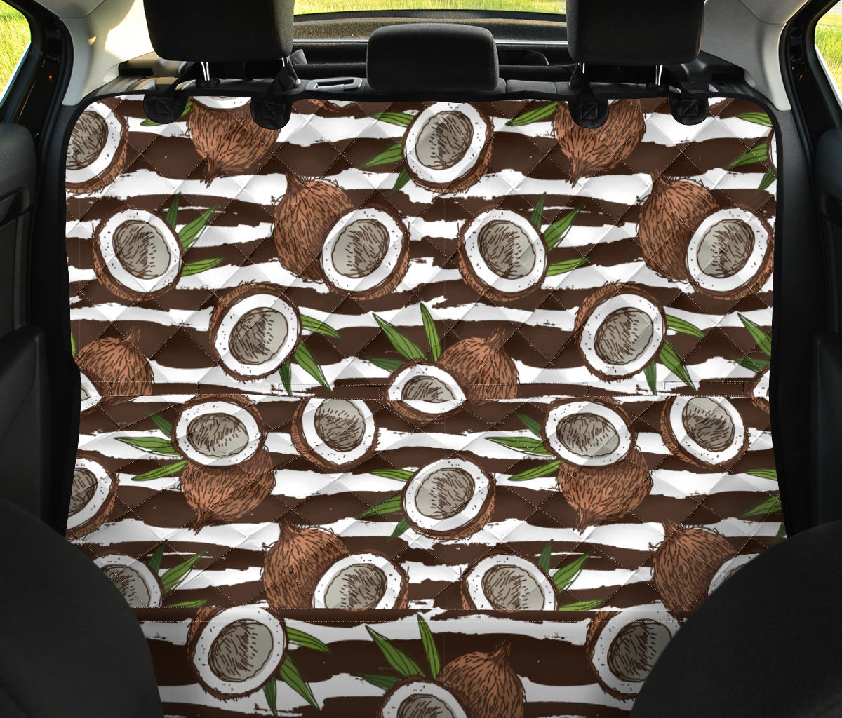 Coconut Pattern Print Design CN04 Rear Dog  Seat Cover