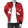 Reindeer Red Pattern Print Design 01 Women's Bomber Jacket