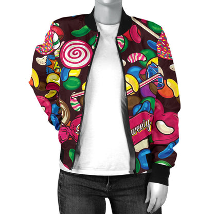Candy Pattern Print Design CA02 Women Bomber Jacket