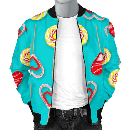 Lollipop Pattern Print Design LL06 Men Bomber Jacket