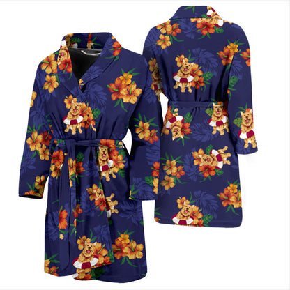 Hawaiian Themed Pattern Print Design H02 Men Bathrobe