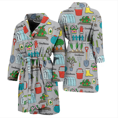 Gardening Pattern Print Design G07 Men Bathrobe