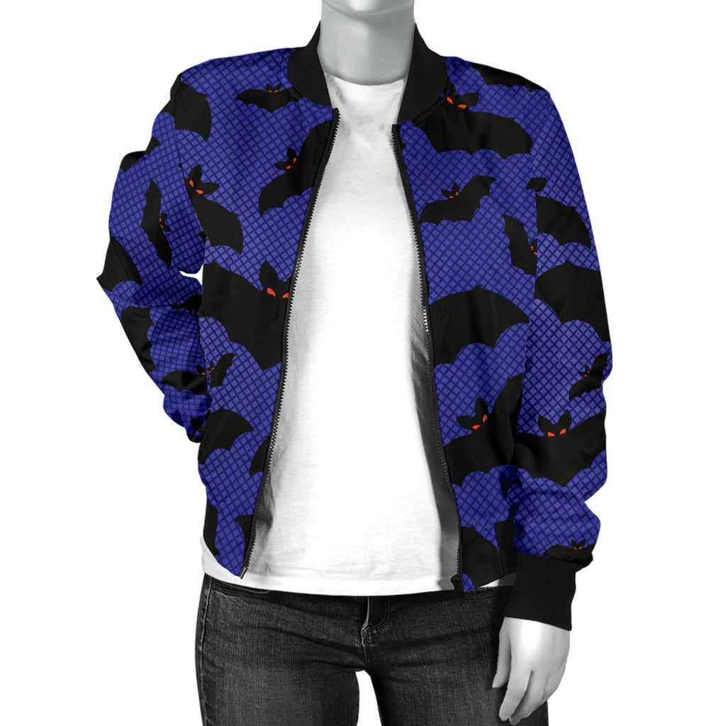 Bat Halloween Pattern Print Design 02 Women's Bomber Jacket