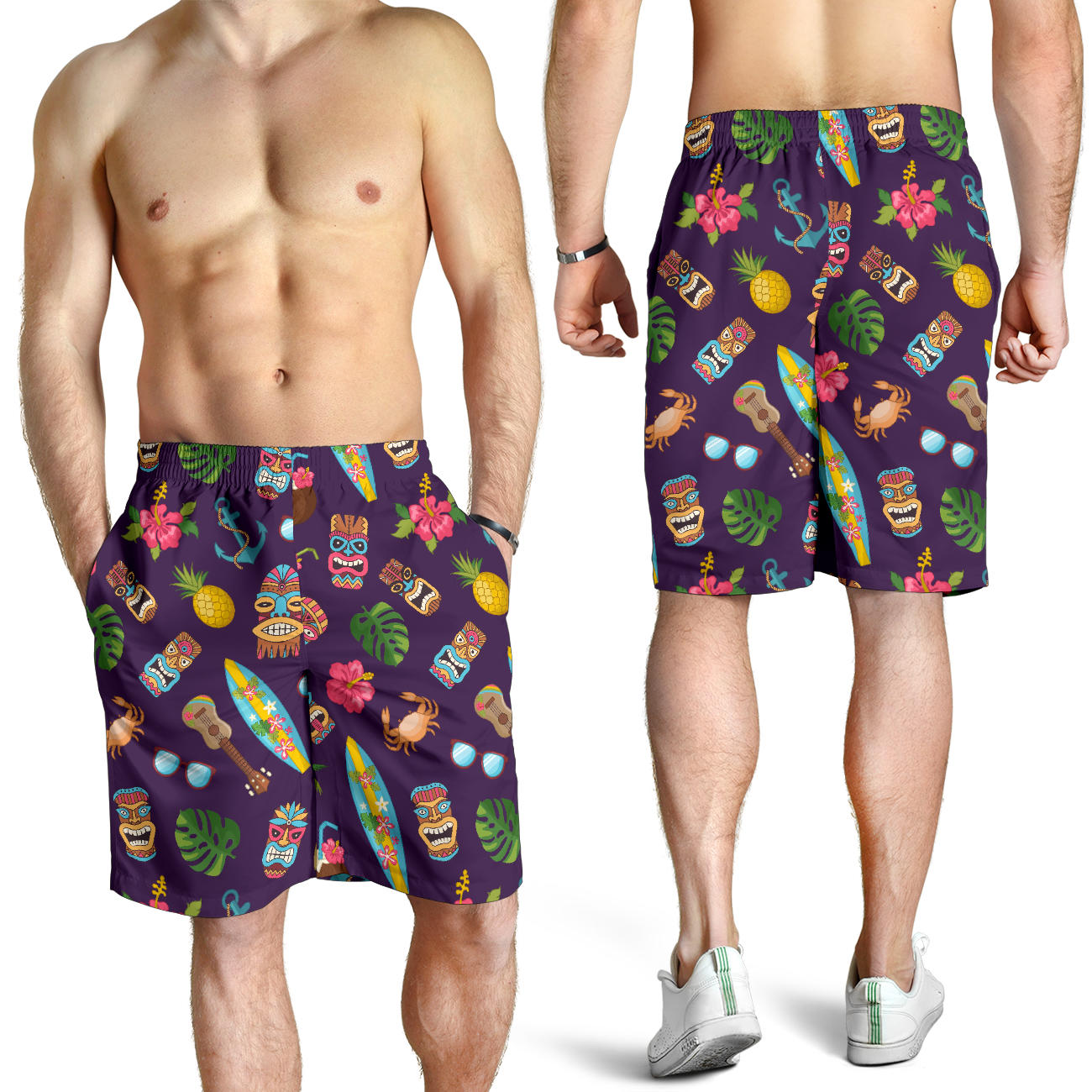 Hawaiian Themed Pattern Print Design H024 Mens Shorts