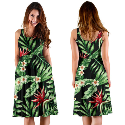 Bird Of Paradise Pattern Print Design BOP05 Midi Dress