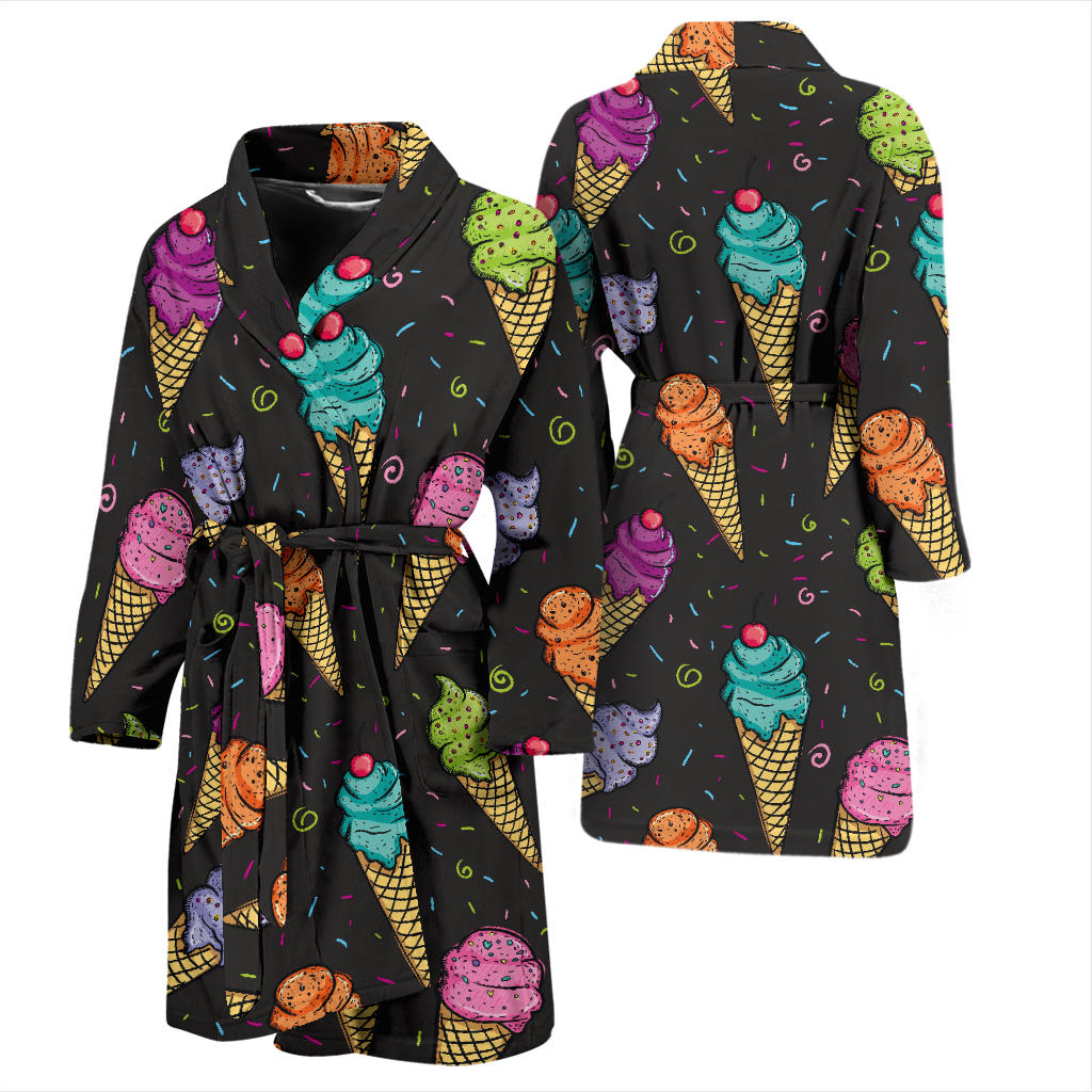 Ice Cream Pattern Print Design IC06 Men Bathrobe