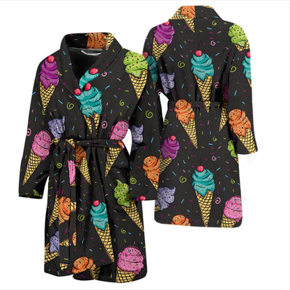 Ice Cream Pattern Print Design IC06 Men Bathrobe