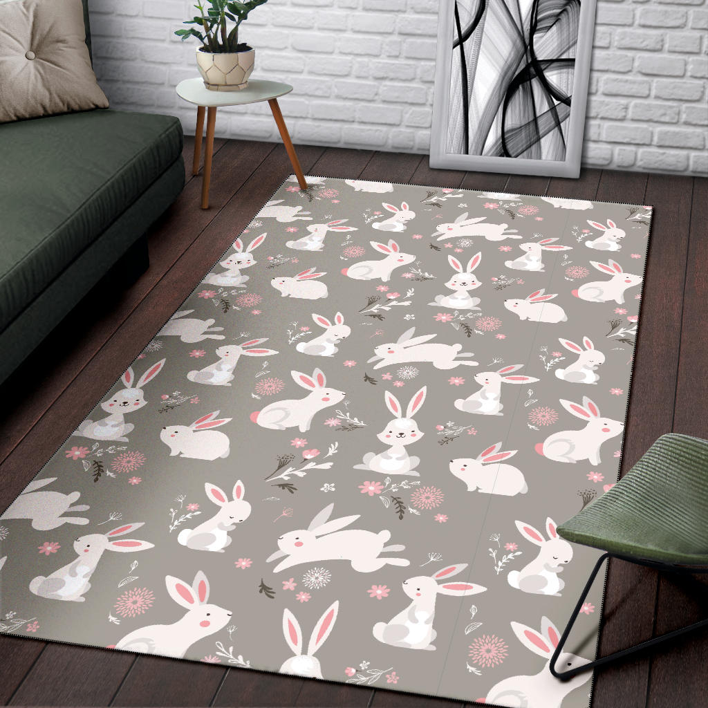 Rabbit Pattern Print Design RB03 Area Rugs