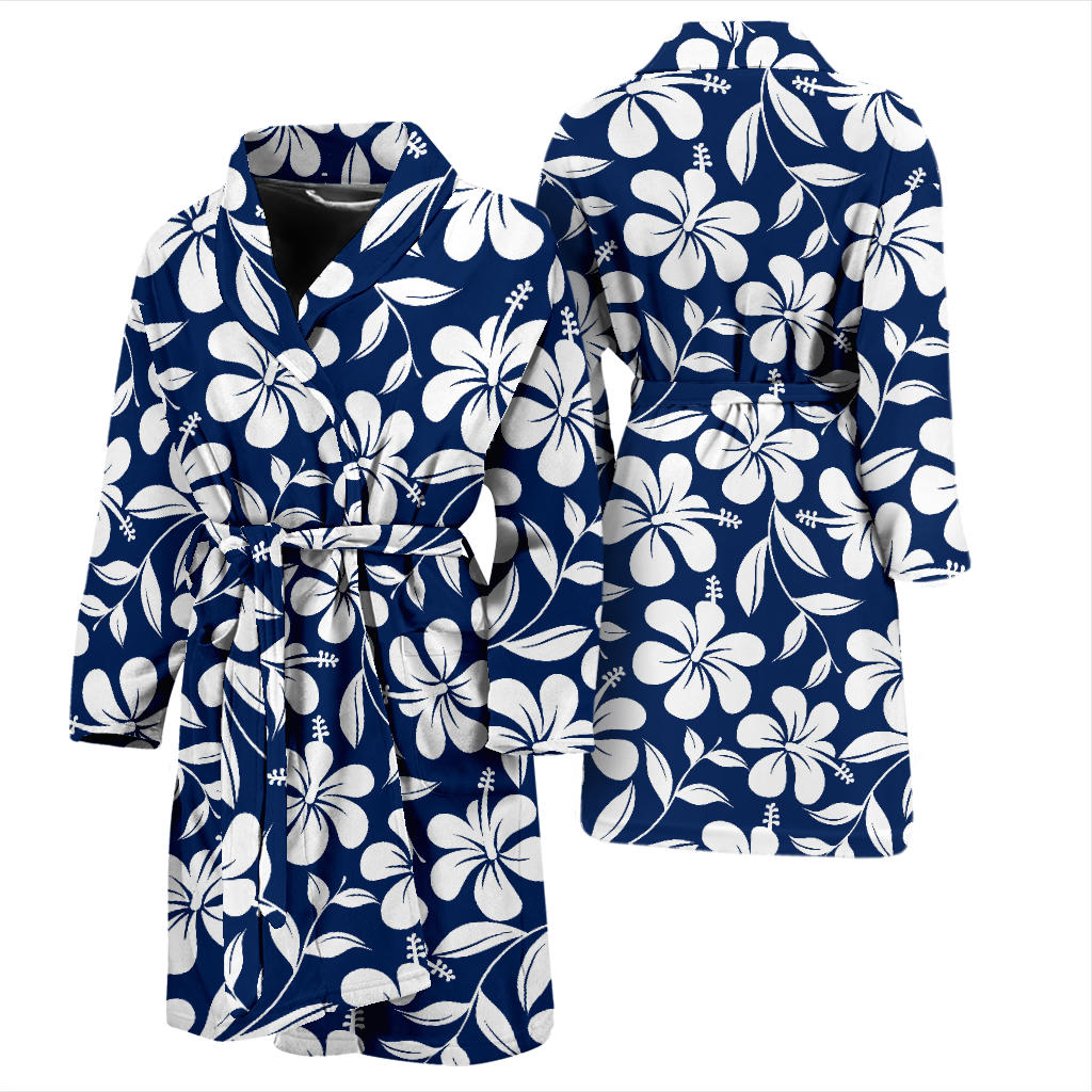Hibiscus Pattern Print Design HB031 Men Bathrobe
