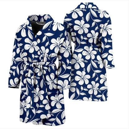 Hibiscus Pattern Print Design HB031 Men Bathrobe