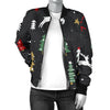 Christmas Tree Deer Style Pattern Print Design 03 Women's Bomber Jacket