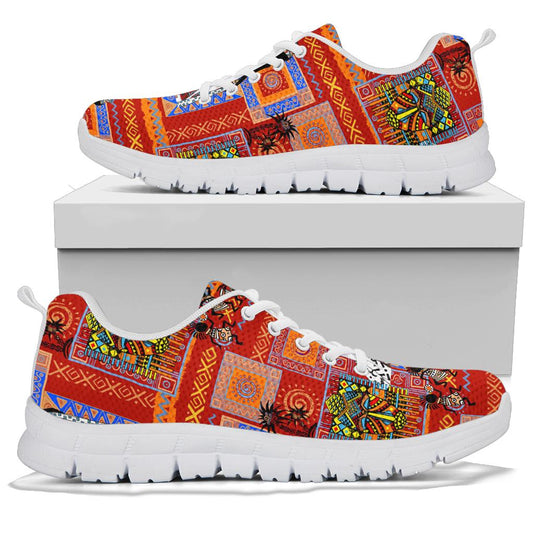 African Print Pattern Sneakers White Bottom Shoes