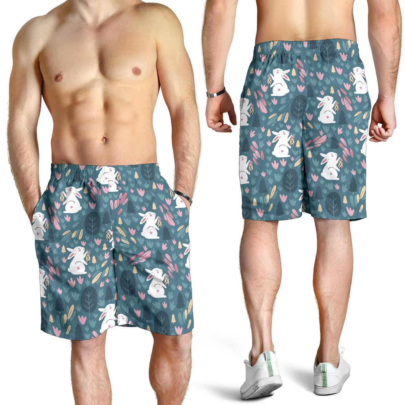 Rabbit Pattern Print Design RB013 Mens Shorts