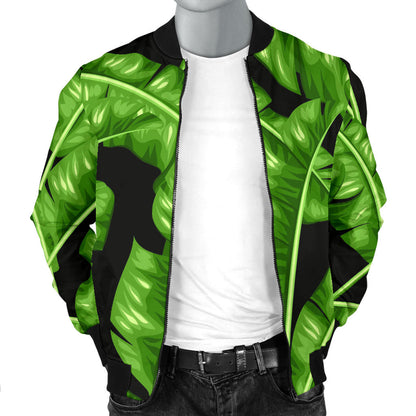 Banana Leaf Pattern Print Design BL01 Men Bomber Jacket