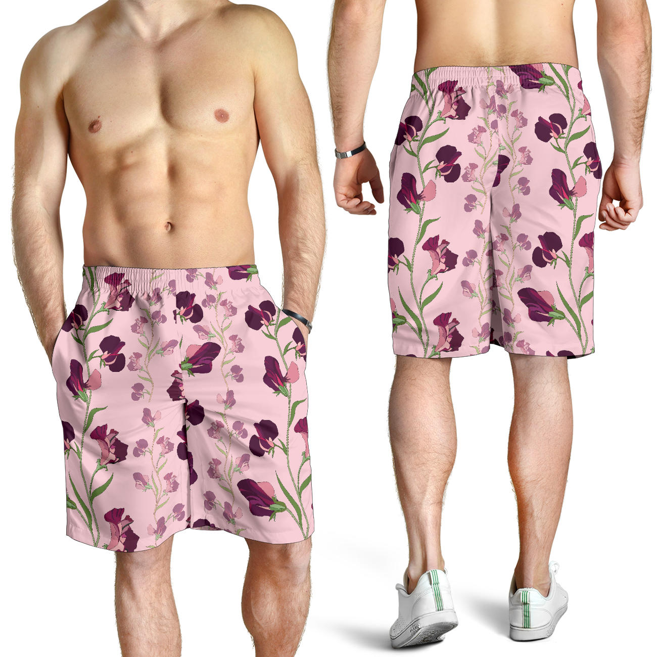 Peony Pattern Print Design PE09 Mens Shorts