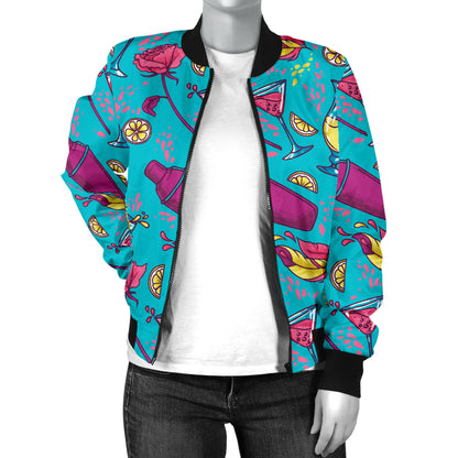 Cocktail Pattern Print Design 03 Women's Bomber Jacket