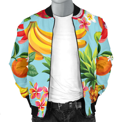 Tropical Fruits Pattern Print Design TF01 Men Bomber Jacket