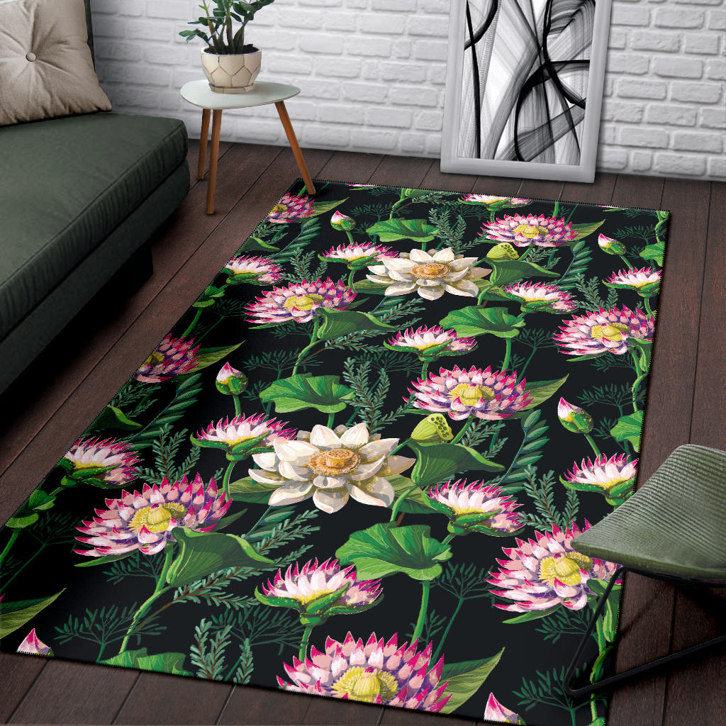 Water Lily Pattern Print Design WL010 Area Rugs