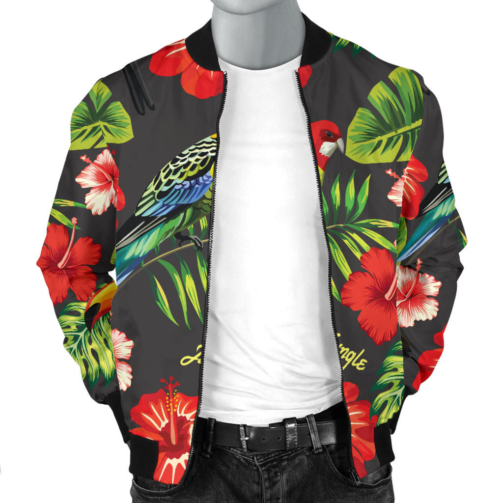 Tropical Flower Pattern Print Design TF04 Men Bomber Jacket
