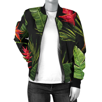 Bird Of Paradise Pattern Print Design BOP010 Women Bomber Jacket