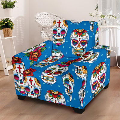 Sugar Skull Rose Pattern Armchair Slipcover