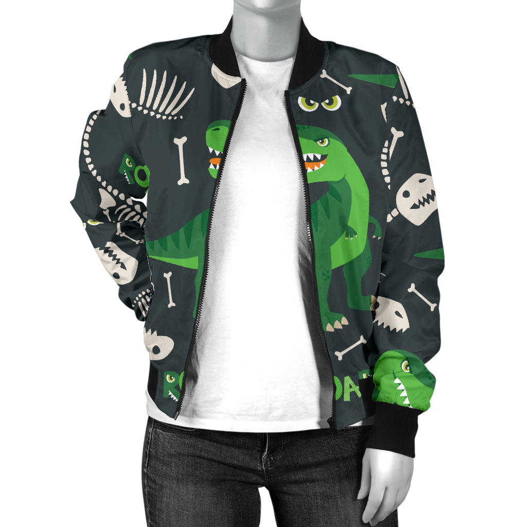 T Rex Pattern Print Design A05 Women's Bomber Jacket