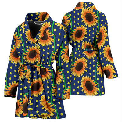 Sunflower Pattern Print Design SF03 Women Bathrobe