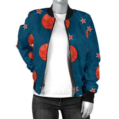 Basketball Pattern Print Design 02 Women's Bomber Jacket