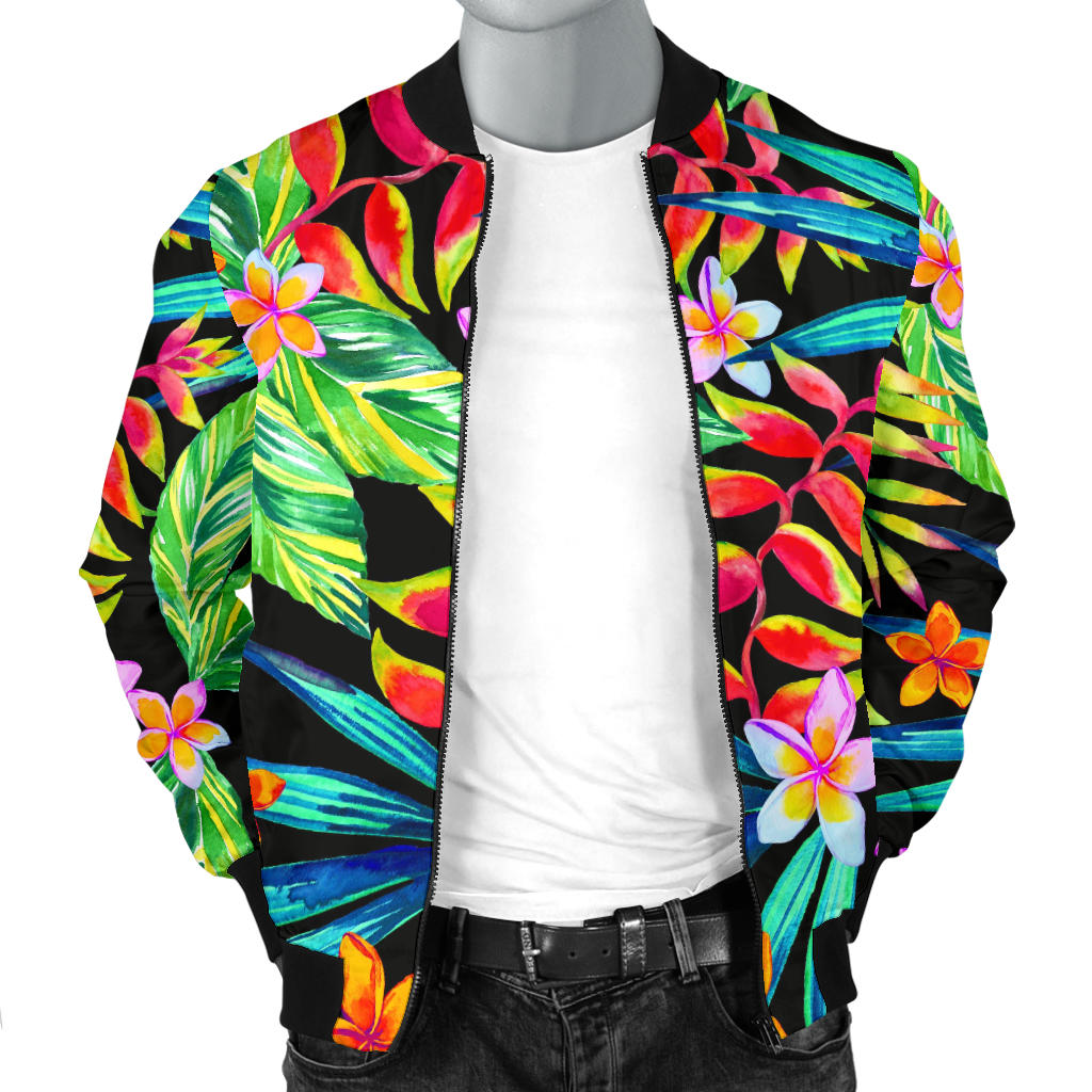 Heliconia Pattern Print Design HL09 Men Bomber Jacket