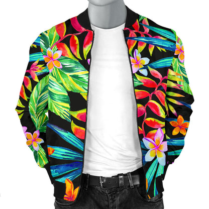 Heliconia Pattern Print Design HL09 Men Bomber Jacket