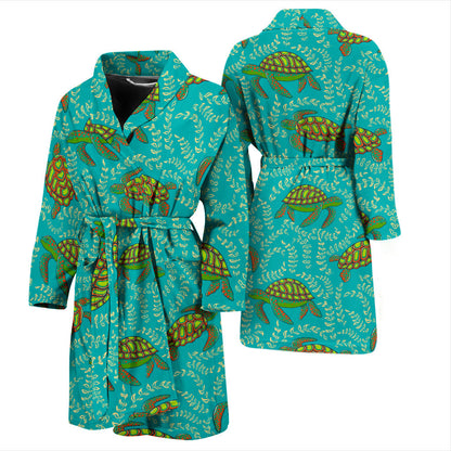 Sea Turtle Pattern Print Design T010 Men Bathrobe