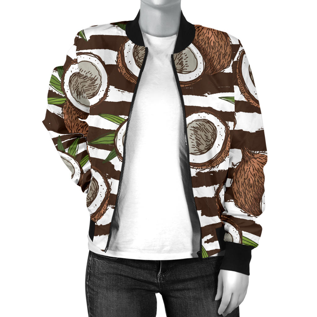 Coconut Pattern Print Design CN04 Women Bomber Jacket