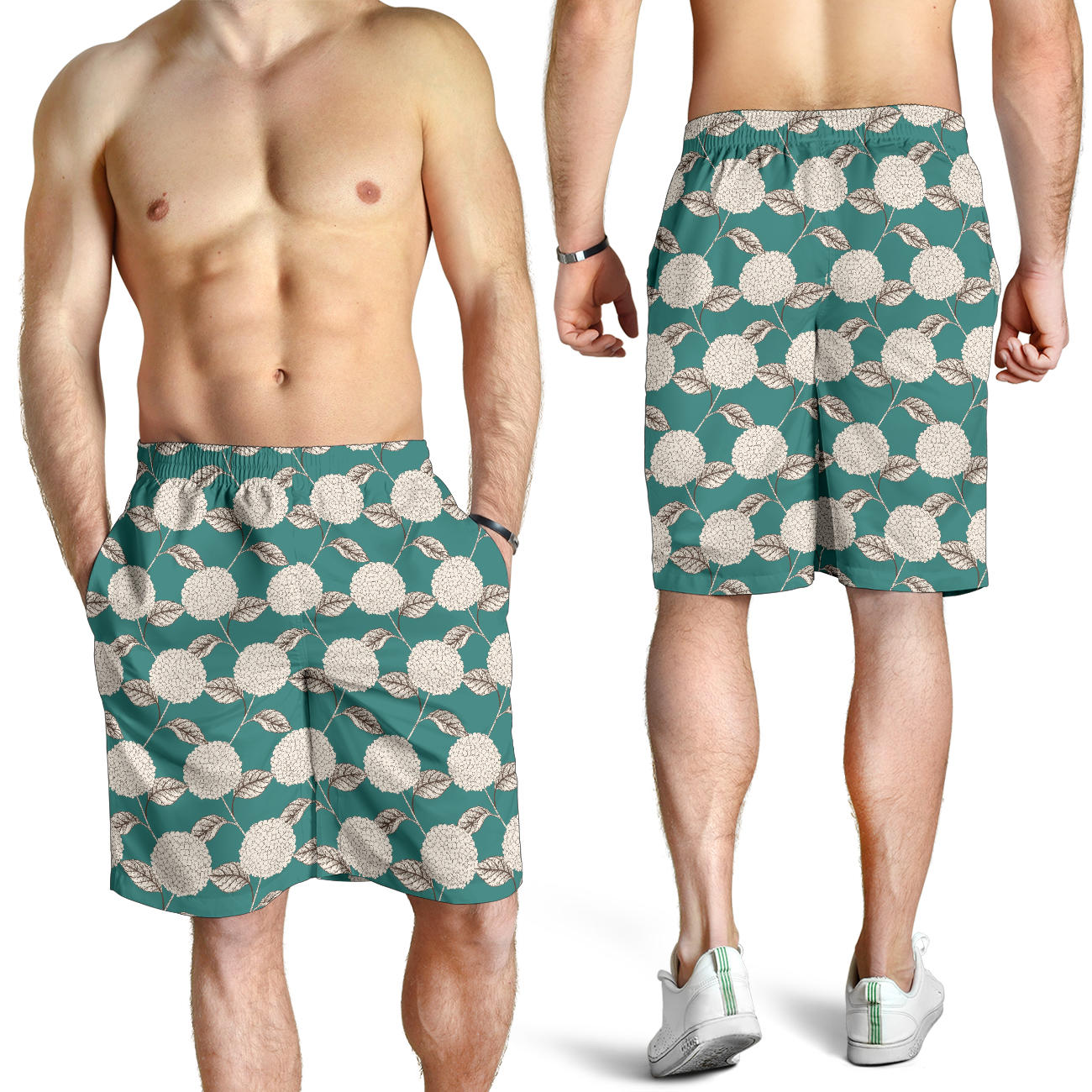 Hydrangea Pattern Print Design HD03 Mens Shorts